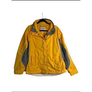 Columbia Women's Full Zip Snap Windbreaker Jacket Size M Gold Gray